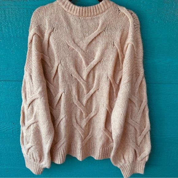 MADEWELL PLUS AVIVA CABLE KNIT NEUTRAL CARDIGAN BALLOON SLEEVES SIZE 2X NWT - Picture 3 of 7